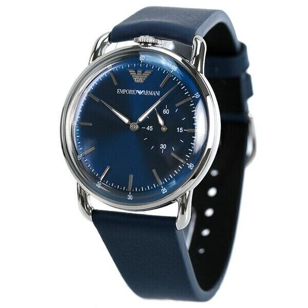 Emporio Armani Aviator Quartz Blue Dial Blue Leather Strap Watch For Men - AR11335 - Image 2